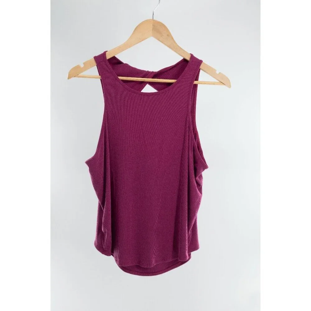 Lululemon Modal Silk Twist-Back Yoga Tank Top Magenta Purple |12 - Picture 3 of 7
